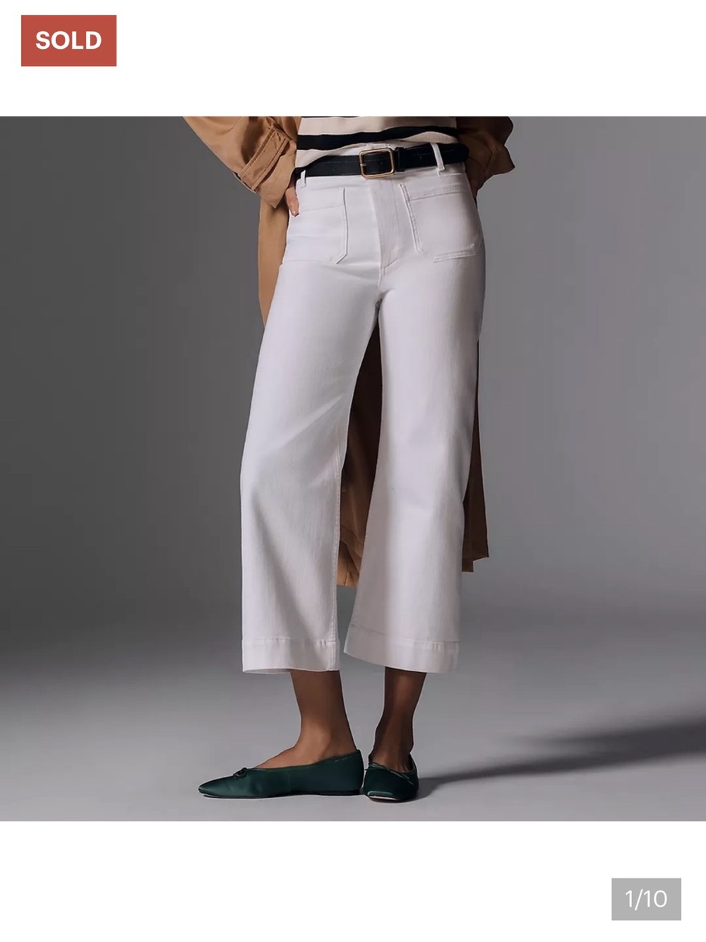 Maeve by Anthropologie The Colette Crop Wide-Leg Jeans in White - Size 29